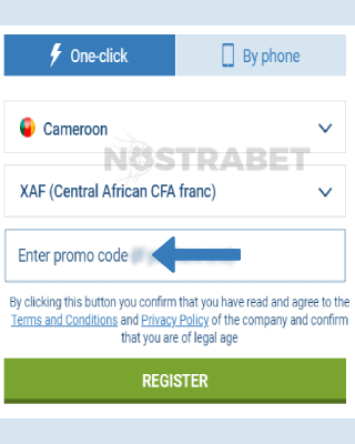 1xbet cameroon bonus code enter