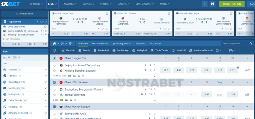1xbet live betting