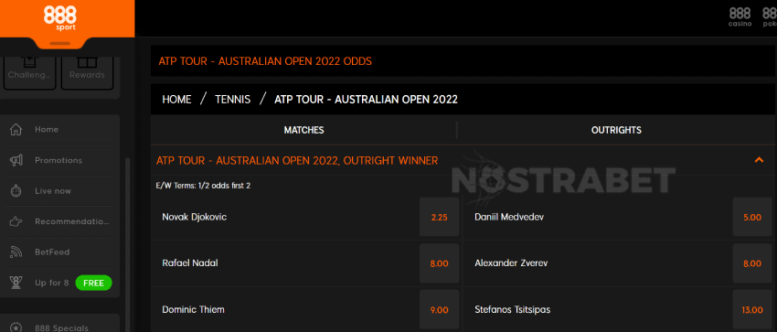 888sport australian open betting