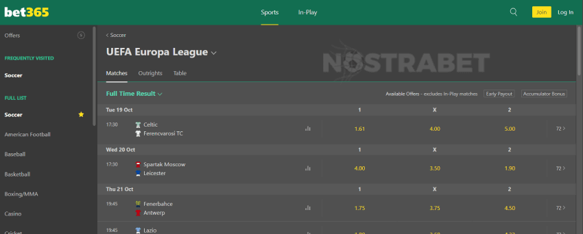 bet365 europa league