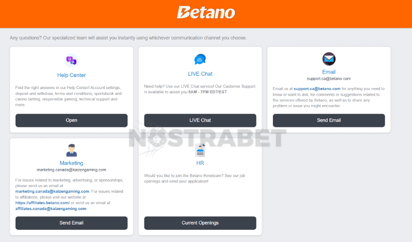 betano support methods