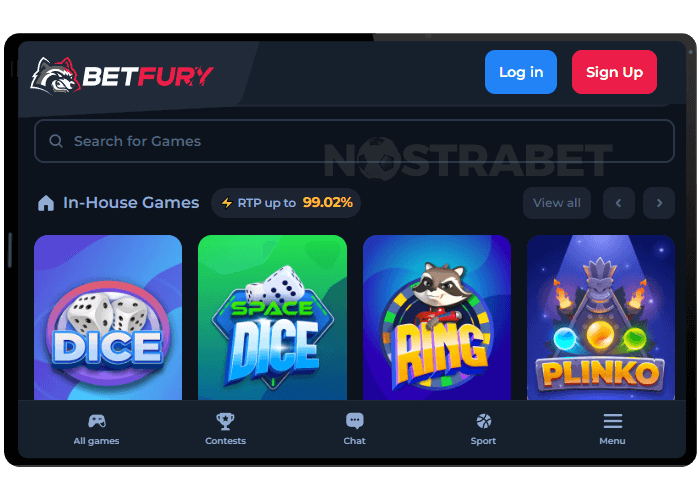 BetFury Casino Mobile Version Tablet