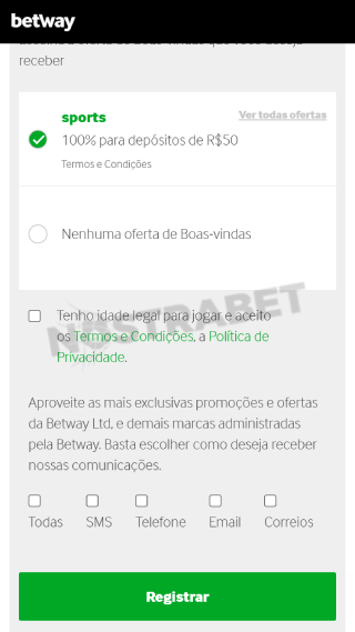 Código de b?nus Betway entre no Brasil