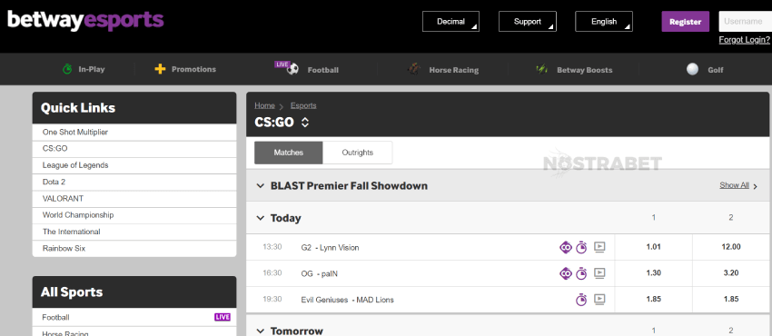 betway cs:go betting
