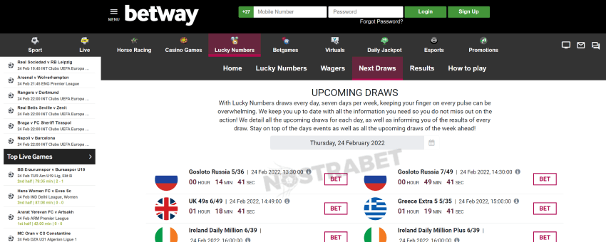 betway lucky numbers upcoming draws