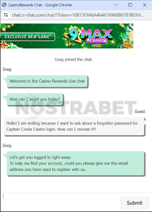 captain cooks casino live chat