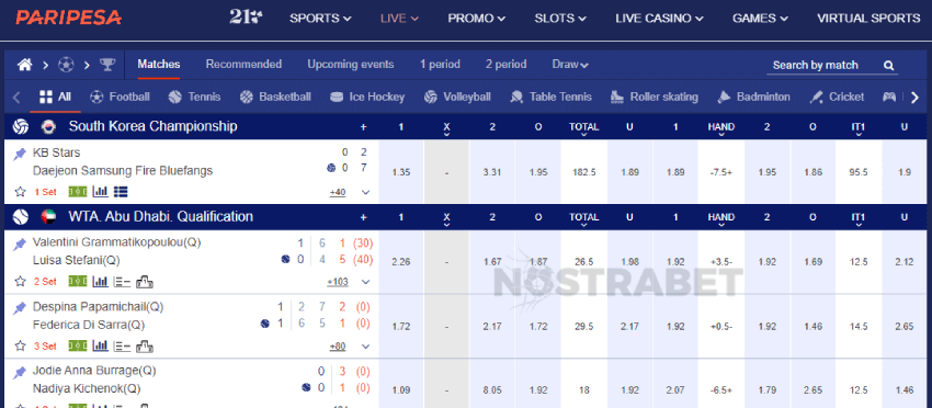 paripesa live betting