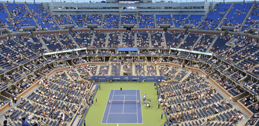 tennis game on a stadium