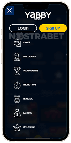 Yabby Casino iOS Menu